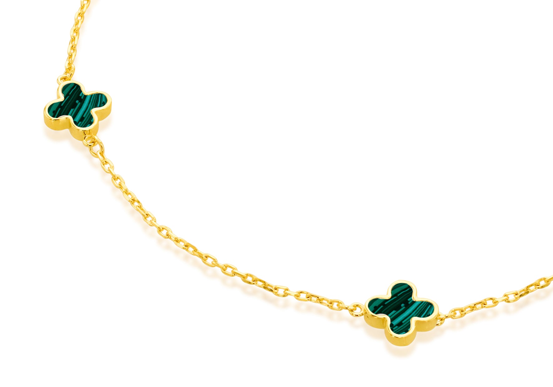 9ct Yellow Gold Malachite Petal Bracelet 19cm