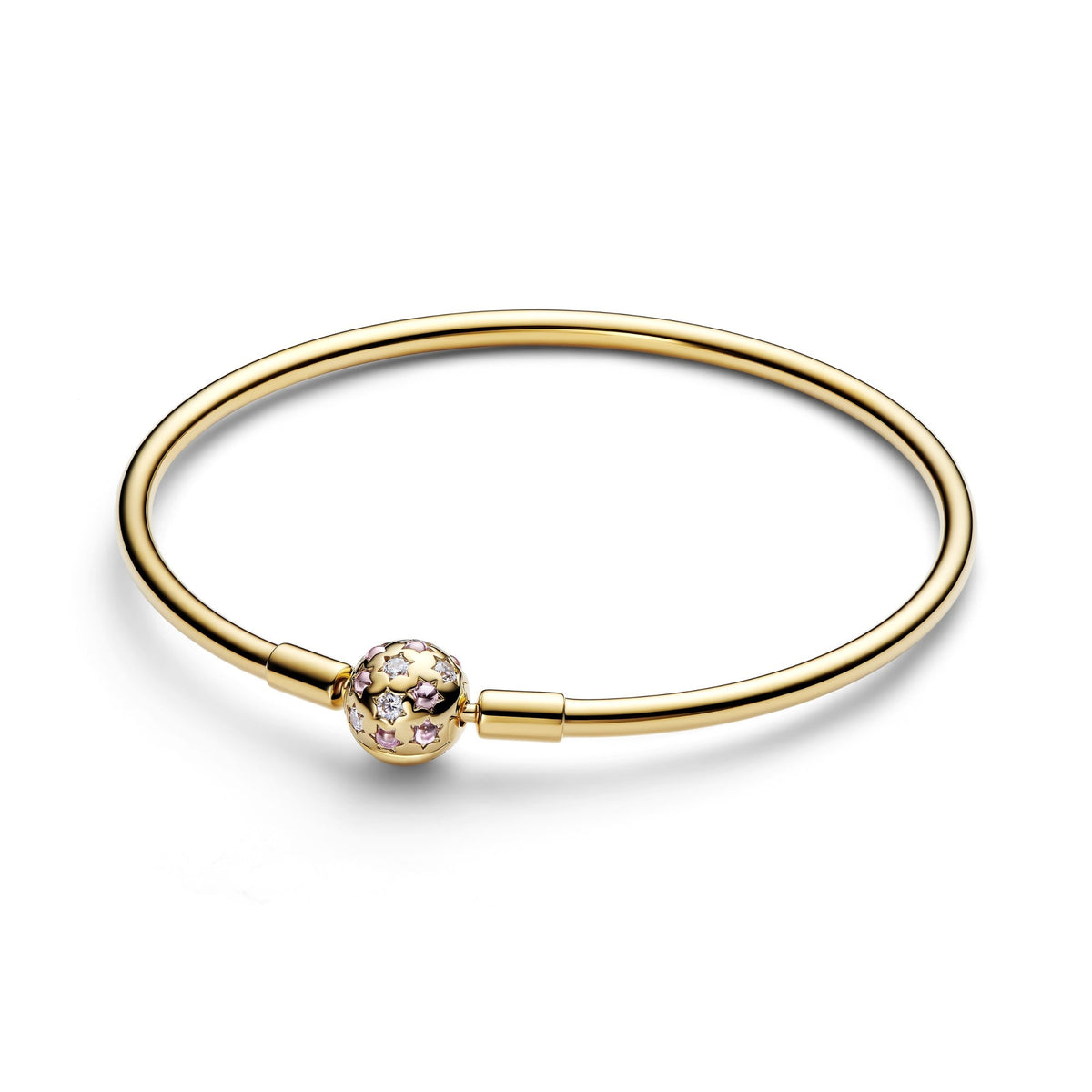 Pandora Bangle with Pink and Clear Cubic Zirconia