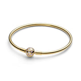 Pandora Bangle with Pink and Clear Cubic Zirconia