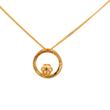 9ct YG Freshwater Pearl & Diamond Circle Pendant