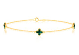 9ct Yellow Gold Malachite Petal Bracelet 19cm