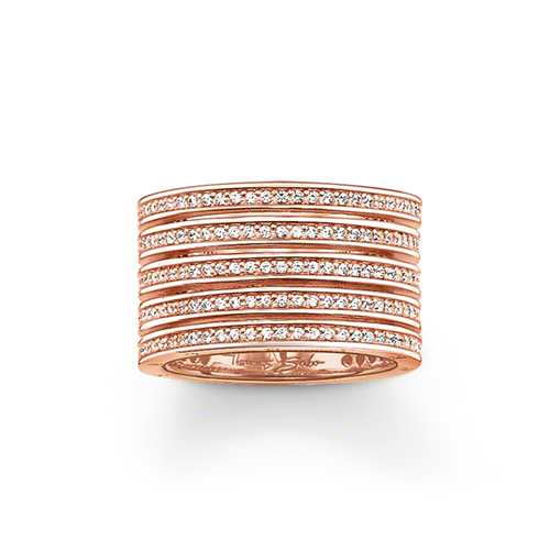 Thomas Sabo Rose Gold Five Row Cubic Zirconia Ring