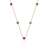 9ct YG Chain with Multi Colored Stone Circles Necklace