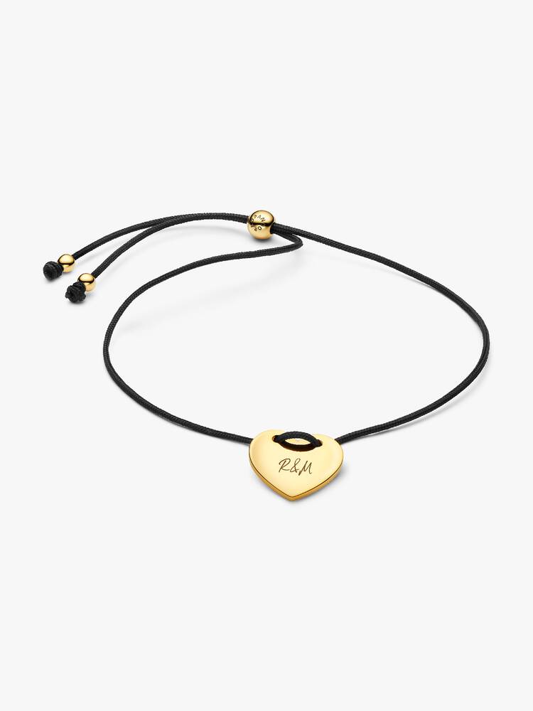 Pandora Engravable Heart Black Cord Slider Bracelet