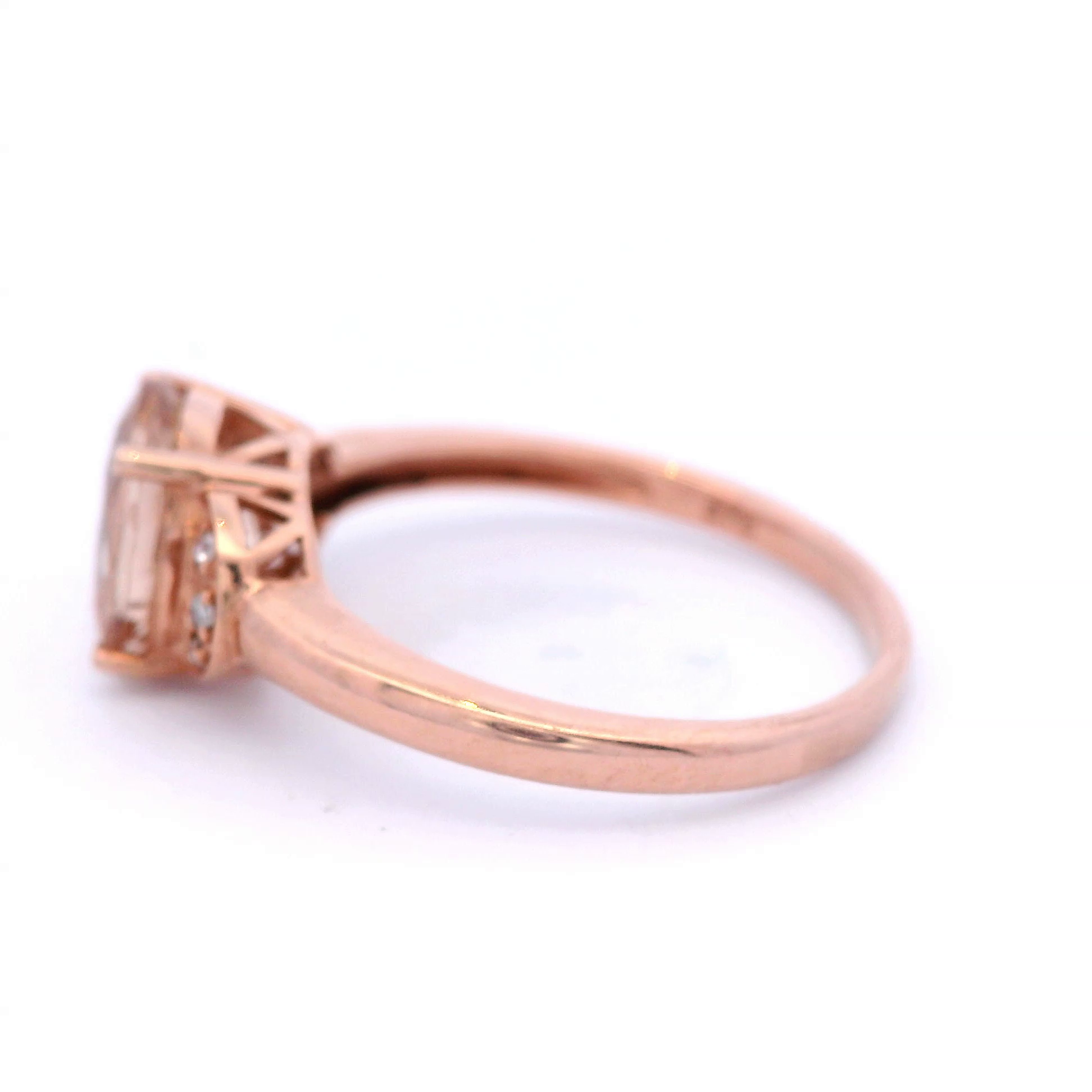 Cushion Cut Morganite and Diamond Ring in Rose Gold