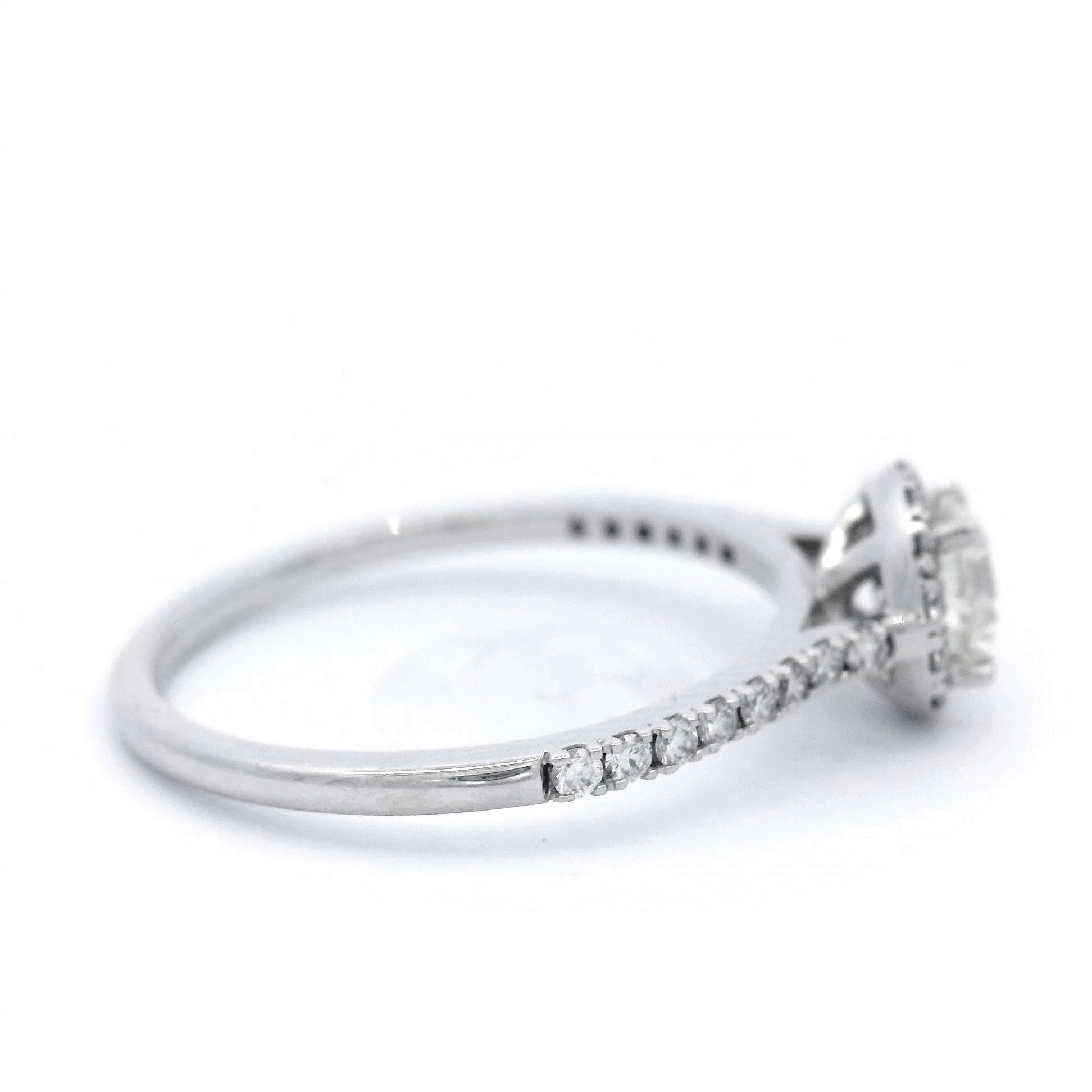 Diamond Halo Engagement Ring Set in White Gold