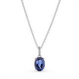 Sterling silver collier with princess blue crystal and clear cubic zirconia