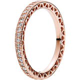 Hearts of PANDORA Silver Ring Band w CZ