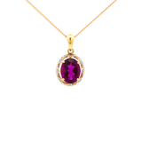 Amethyst and Diamond Pendant on a 9ct Yellow Gold Chain