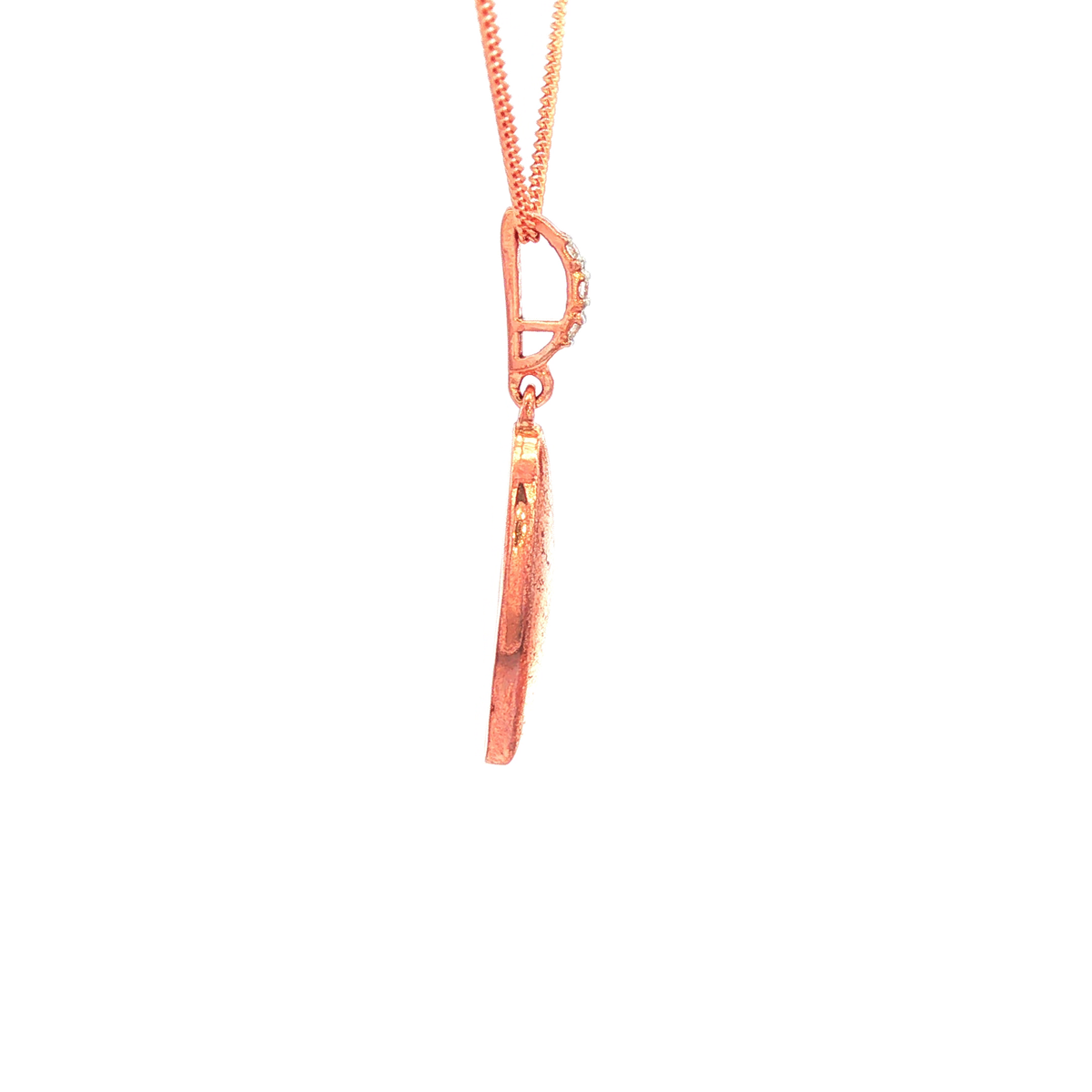 Rose Gold Charm Necklace with Round Brilliant Cut Diamond