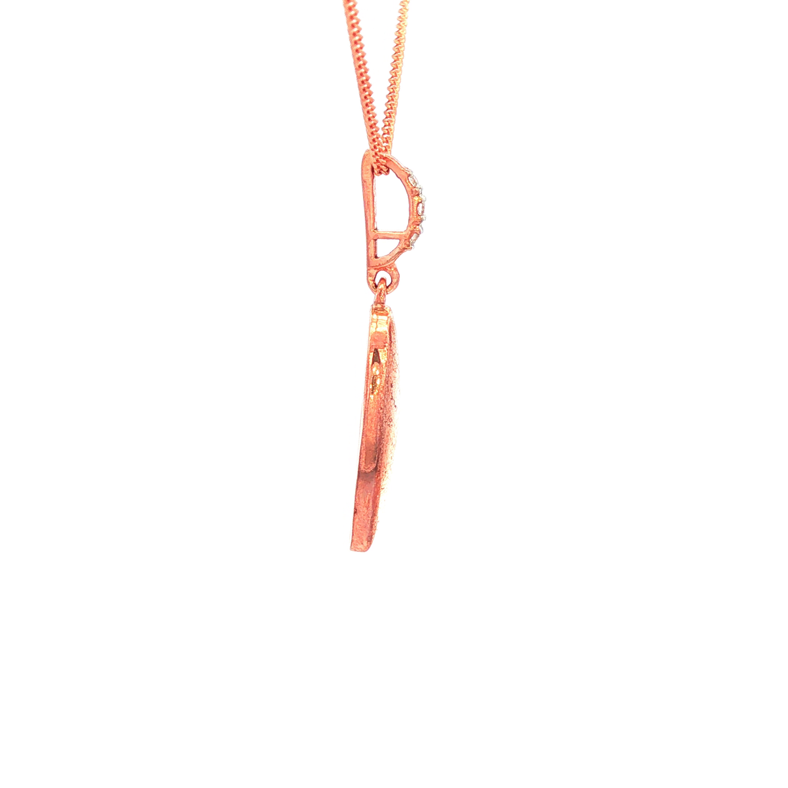Rose Gold Charm Necklace with Round Brilliant Cut Diamond