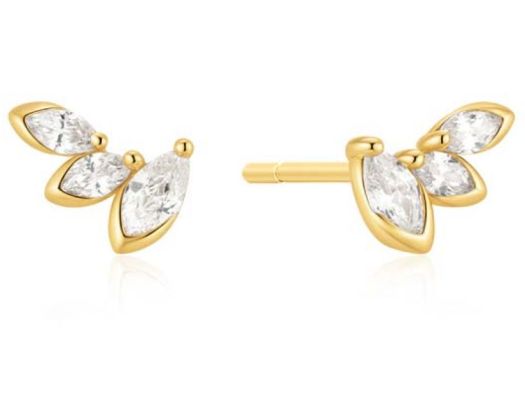 Ania Haie Glow CZ Half-Bezel Tri Marq Studs