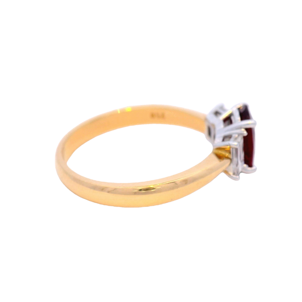 Oval Red Ruby Set in 4 Claw Yellow Gold Setting