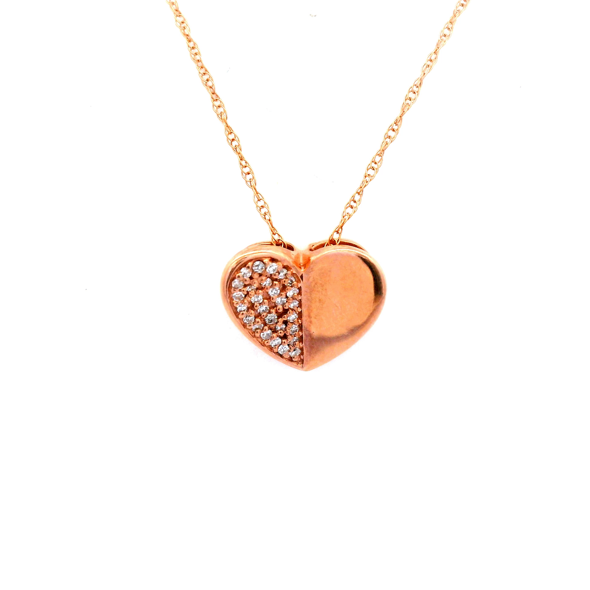Diamond Heart Pendant in 9 Carat Rose Gold