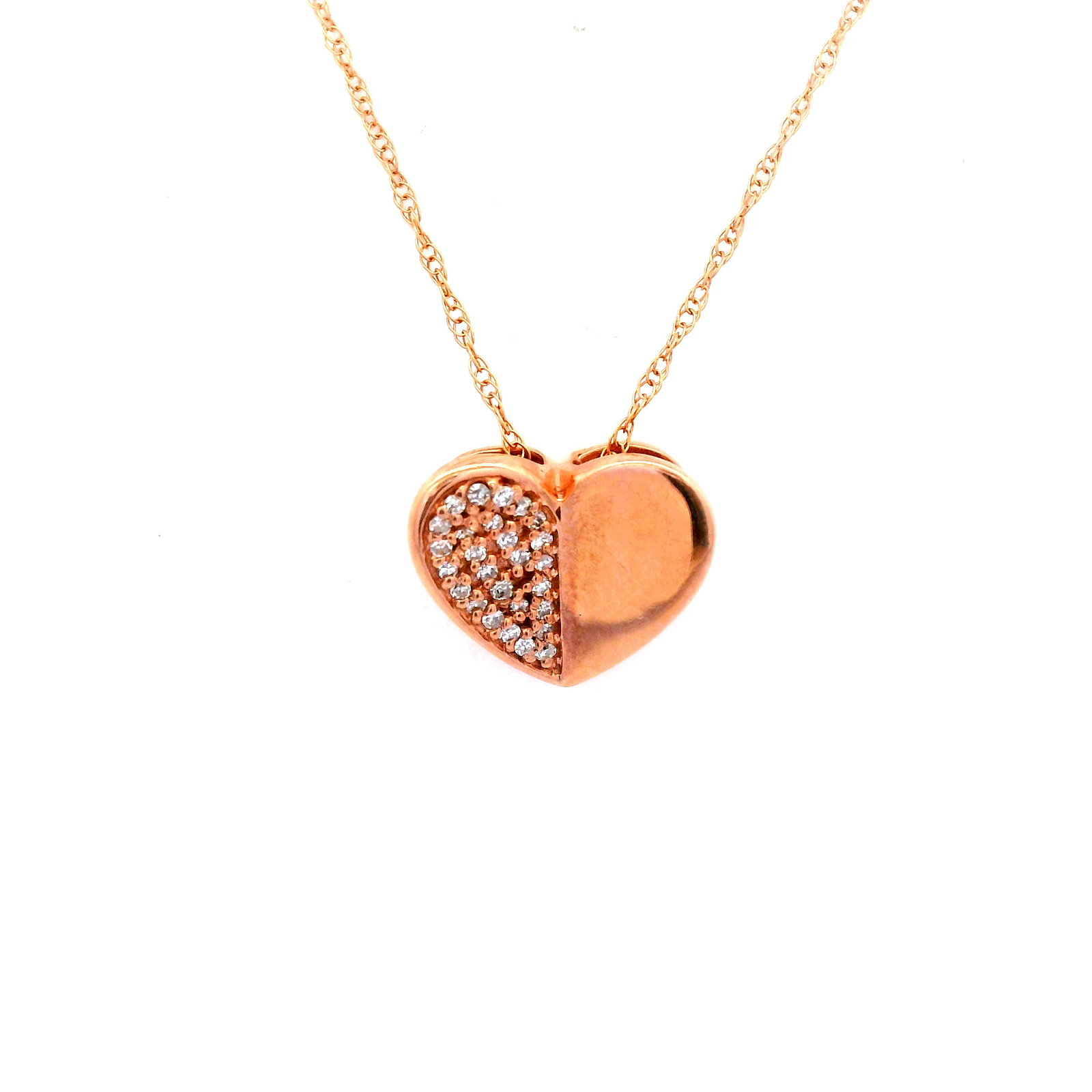 Diamond Heart Pendant in 9 Carat Rose Gold