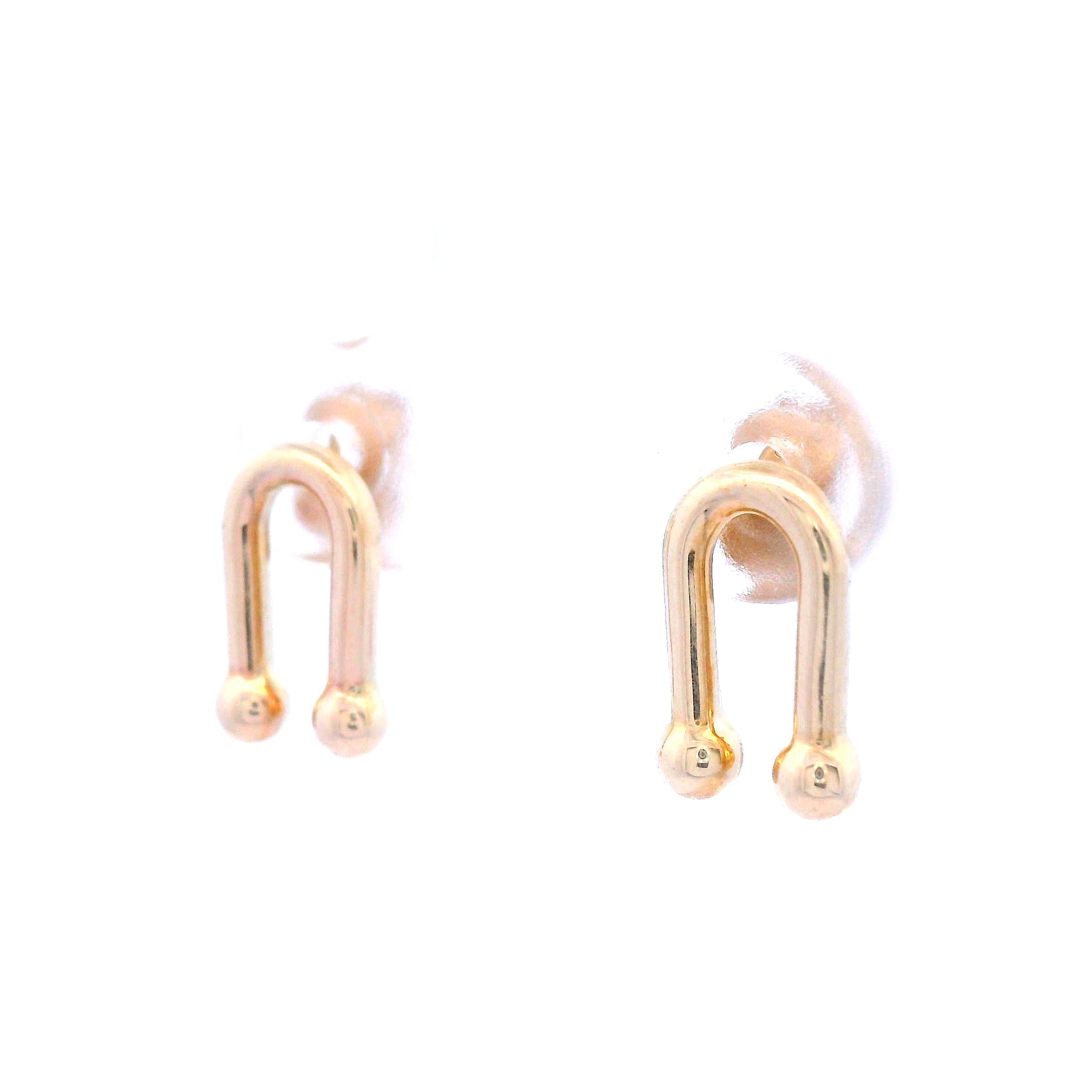 9 Carat Yellow Gold U Shape/Ball Ends Stud