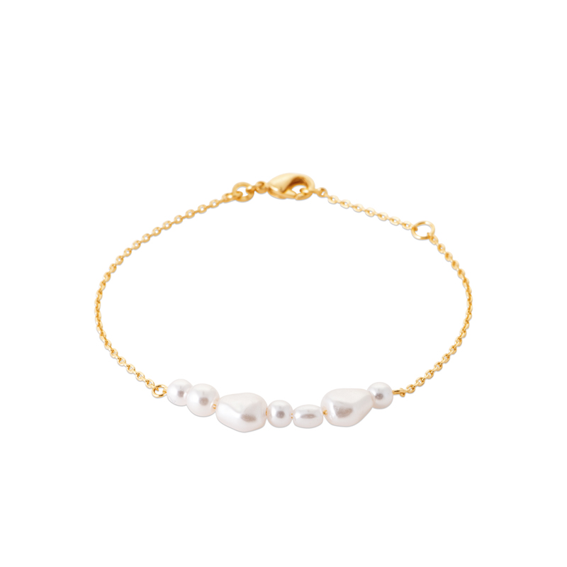 18K Gold-Plated Alloy Pearl Multi-Shape Bracelet