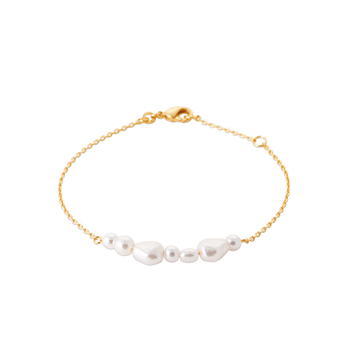 18K Gold-Plated Alloy Pearl Multi-Shape Bracelet