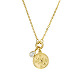 Premium plated brass compass & teardrop CZ pendant necklace