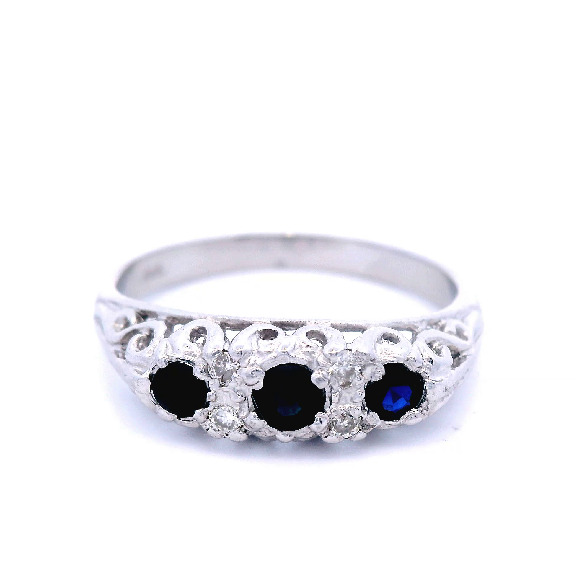 Antique Style London Bridge Sapphire and Diamond Dress Ring