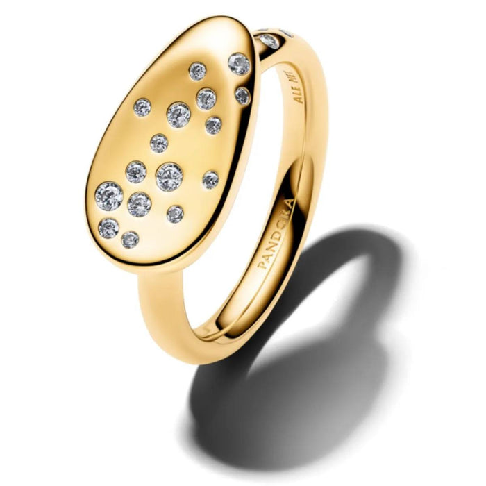 14k gold-plated ring with clear cubic zirconia