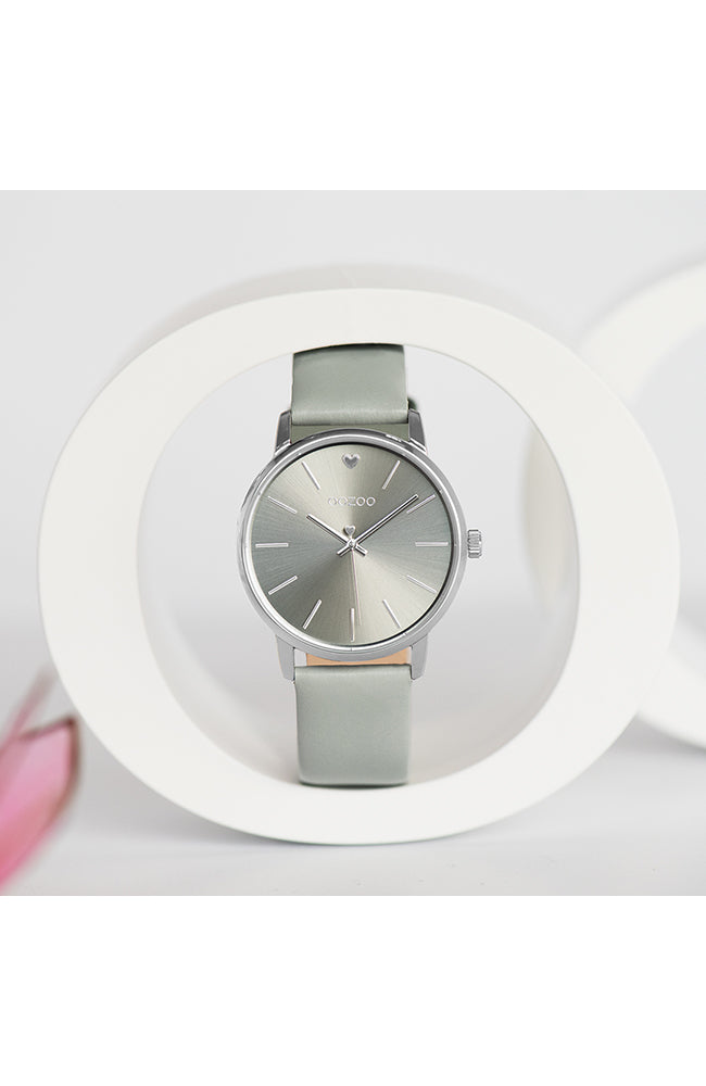 OOZOO Women Stone Grey 40mm Watch with Leather Band