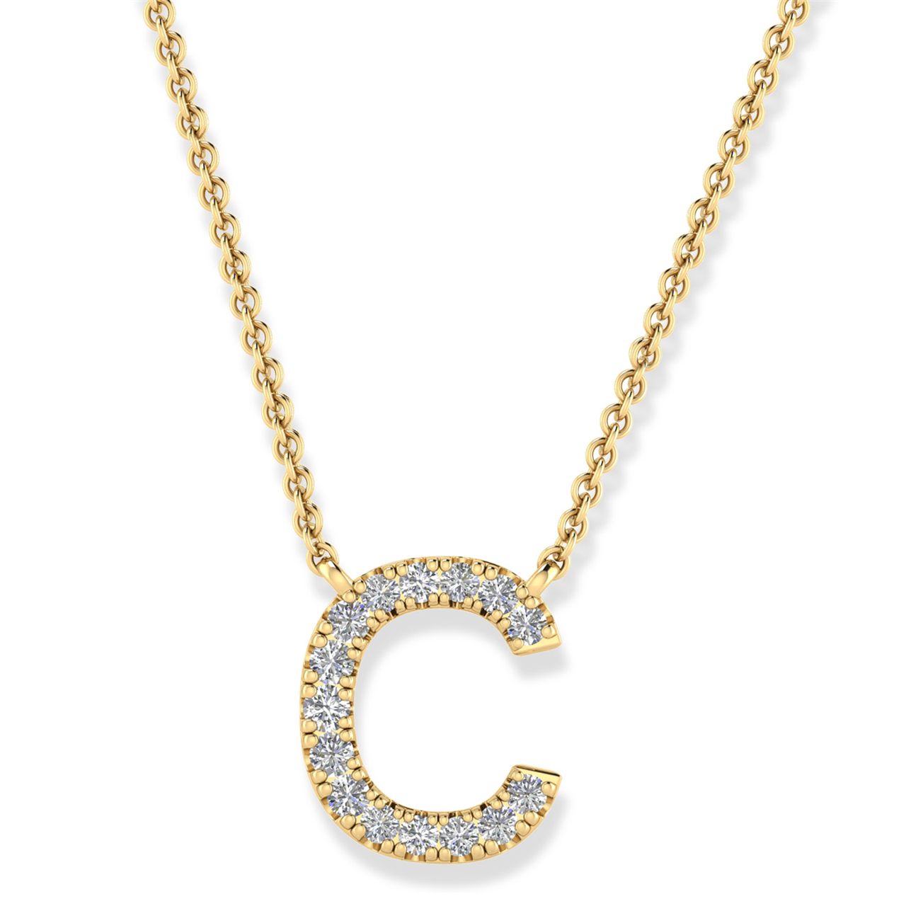Diamond Set "S" Initial Necklace in 9 carat Yellow Gold