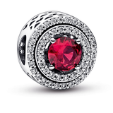 Sterling silver charm with cherries jubilee red crystal and clear cubic zirconia