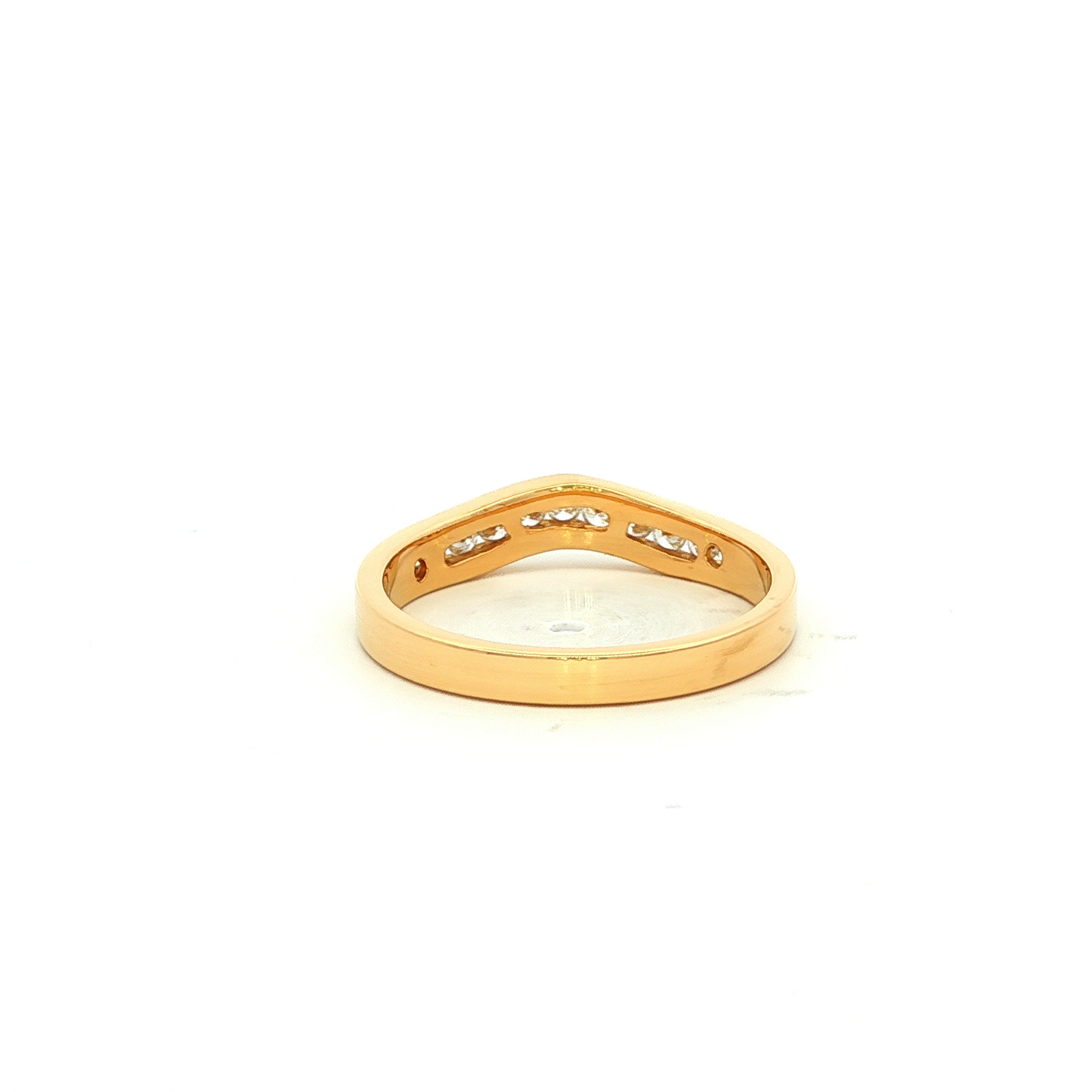 Natural Diamond Curve Chanel Wedding Band in Yellow Gold