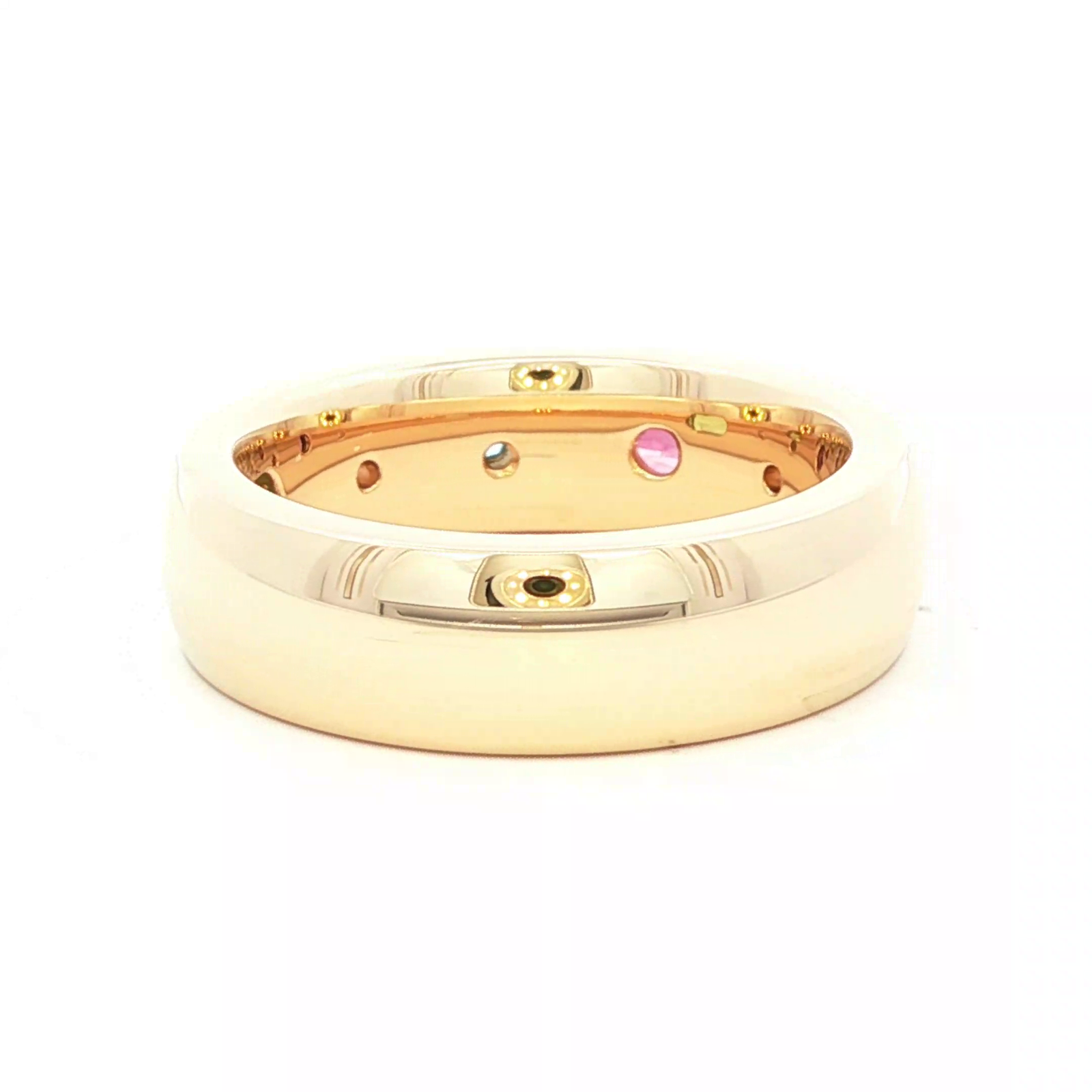 Morganite, Blue Topaz and Pink Tourmaline Dress Ring in Yellow Gold