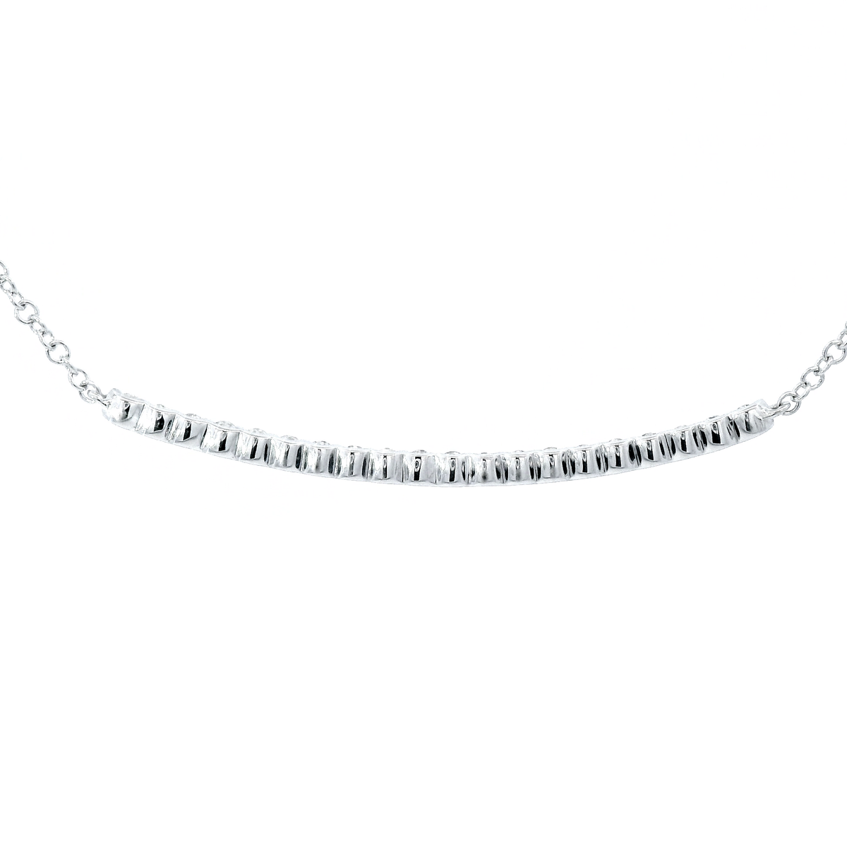 White Gold Diamond Set Bar Pendant Necklace