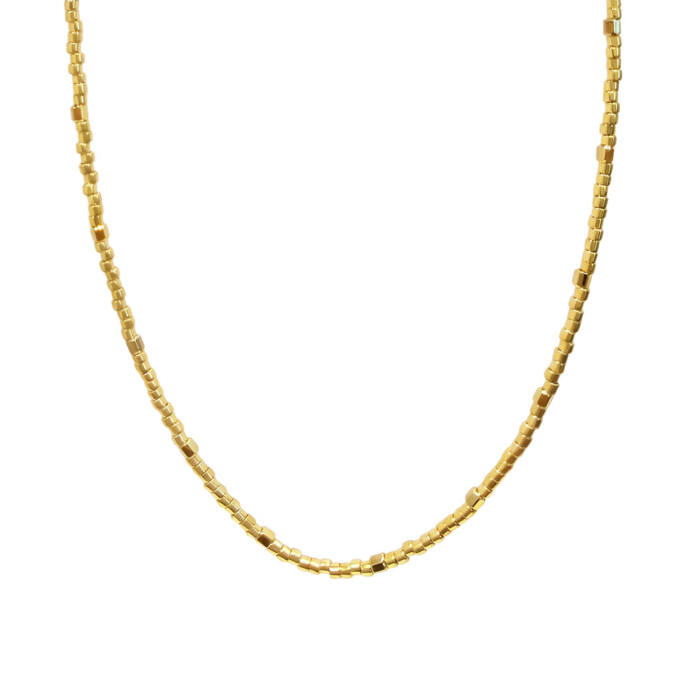 Seren stainless steel 14k gold plated fine cable chain and solid link necklace