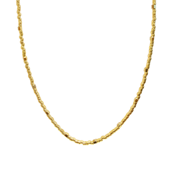 Seren stainless steel 14k gold plated fine cable chain and solid link necklace