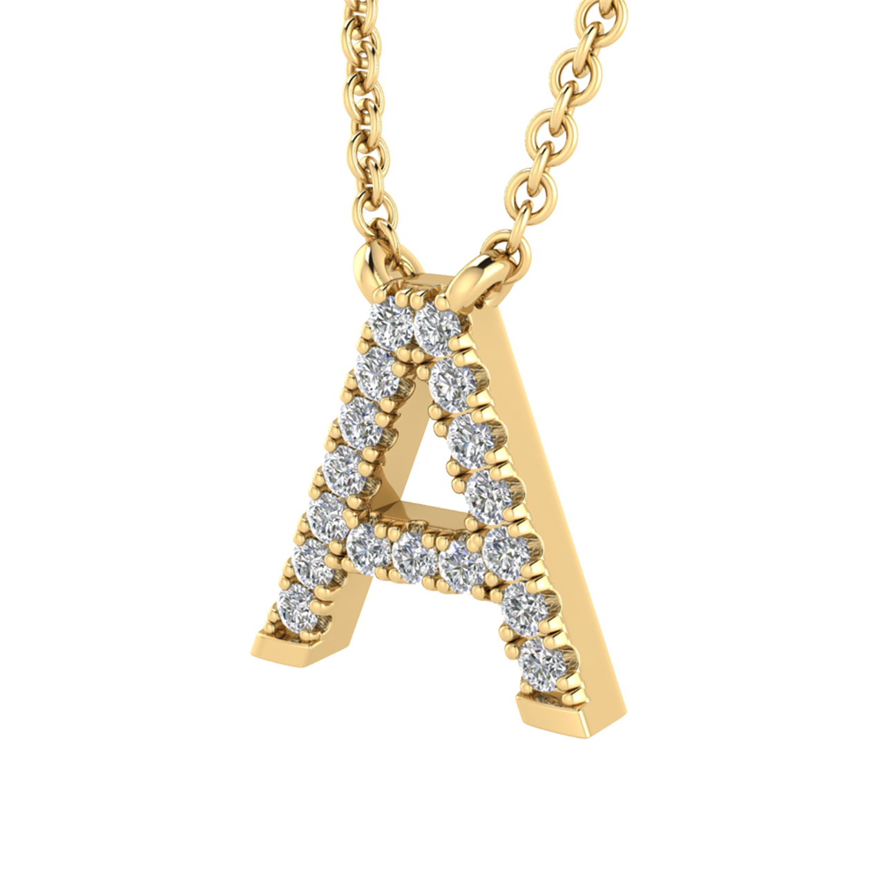 Diamond Set "S" Initial Necklace in 9 carat Yellow Gold