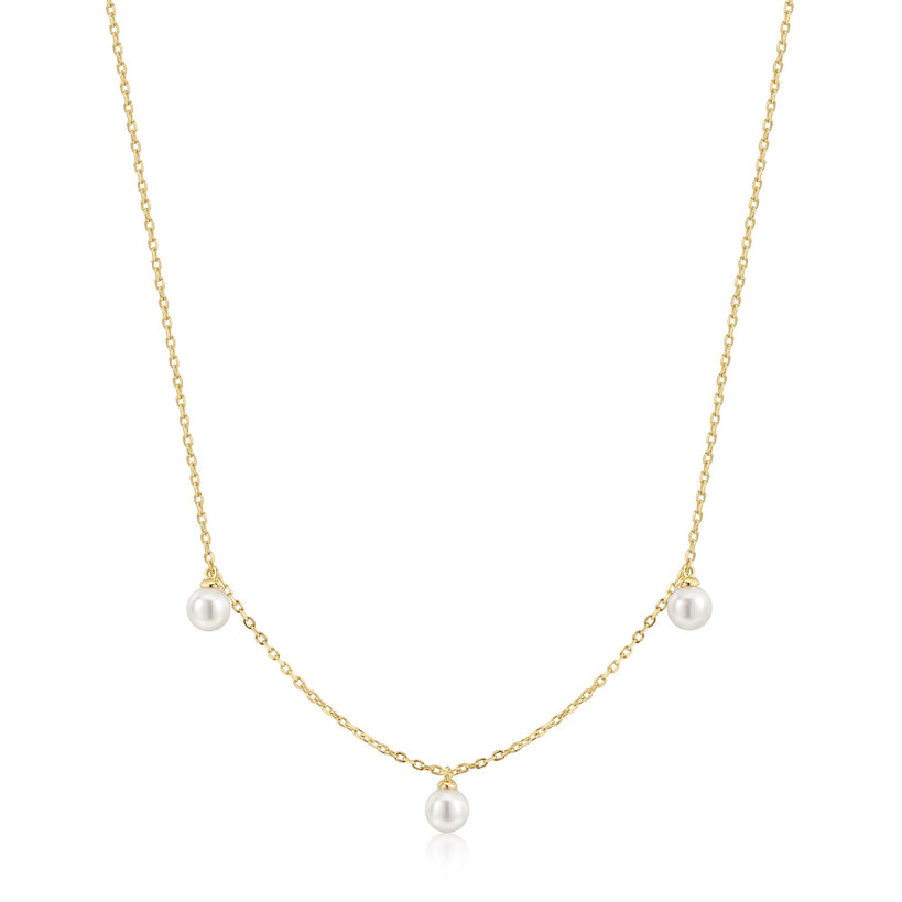 Ania Haie Gold Triple Shell Pearl Station Necklace