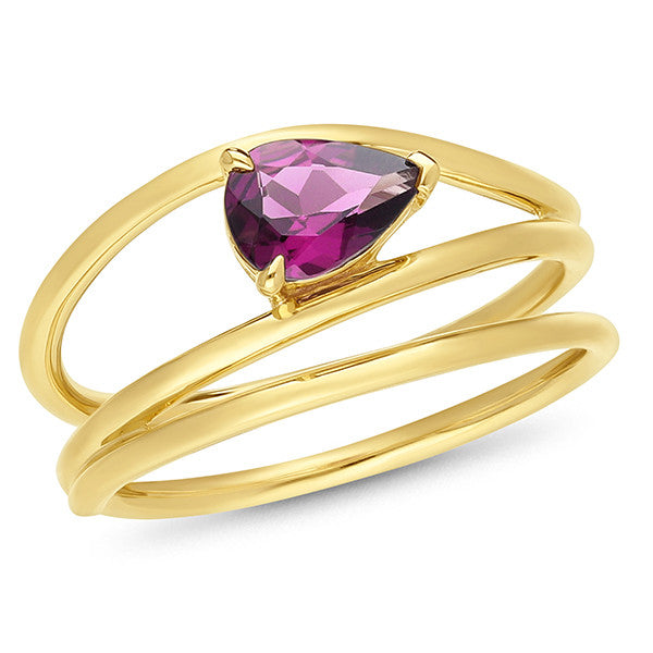 9ct Yellow Gold   GARNET - RHODILITE