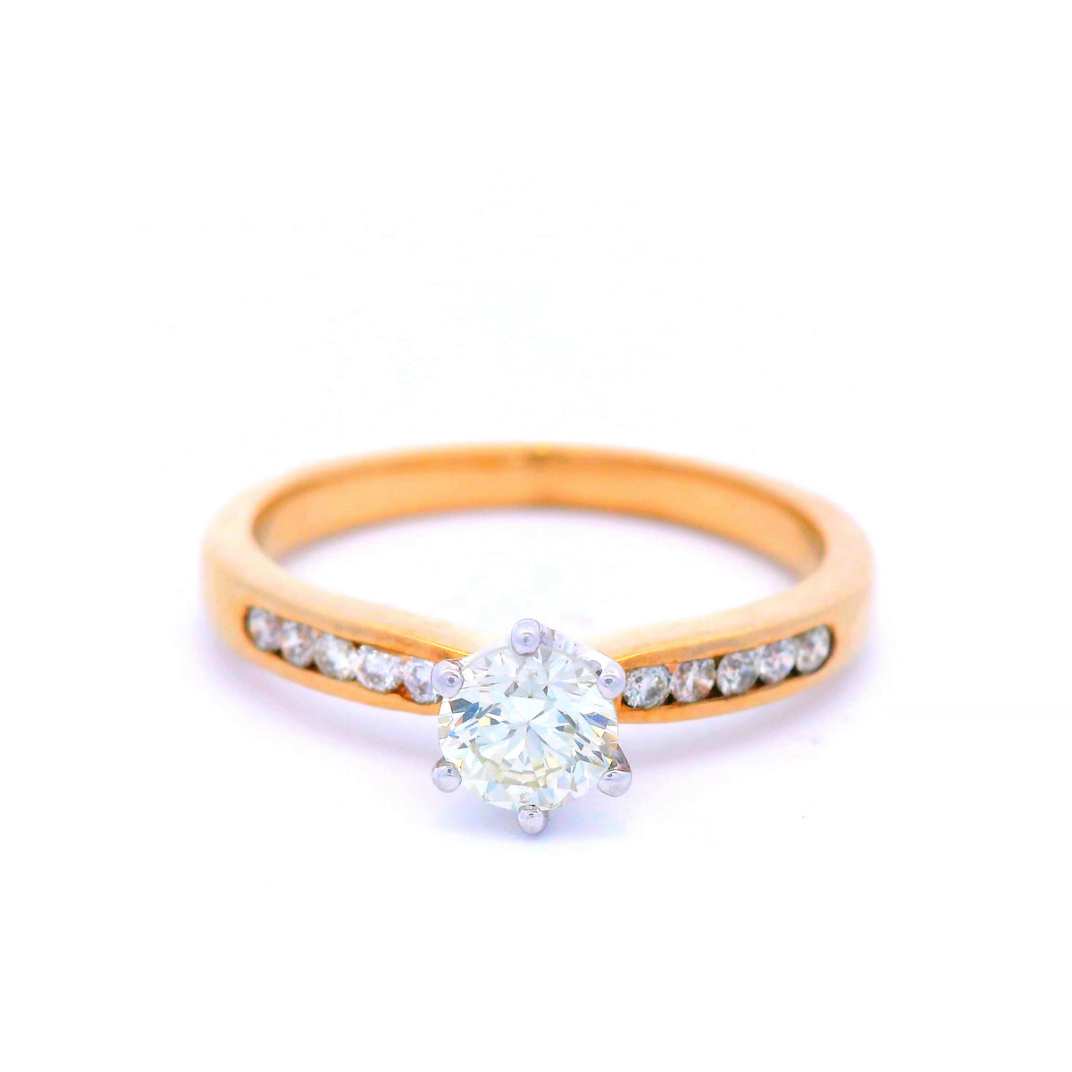 9ct Yellow/White Gold Diamond 6 Claw Engagement Ring