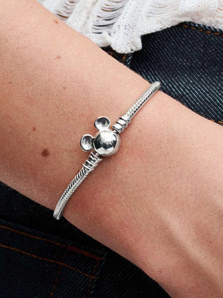 Pandora Disney Mickey Mouse Clasp Moments Snake Chain Bracelet