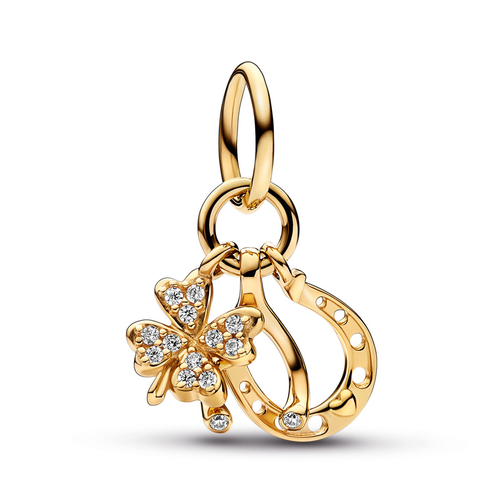 Pandora Lucky Clover, Wishbone &amp; Horseshoe Dangle Charm