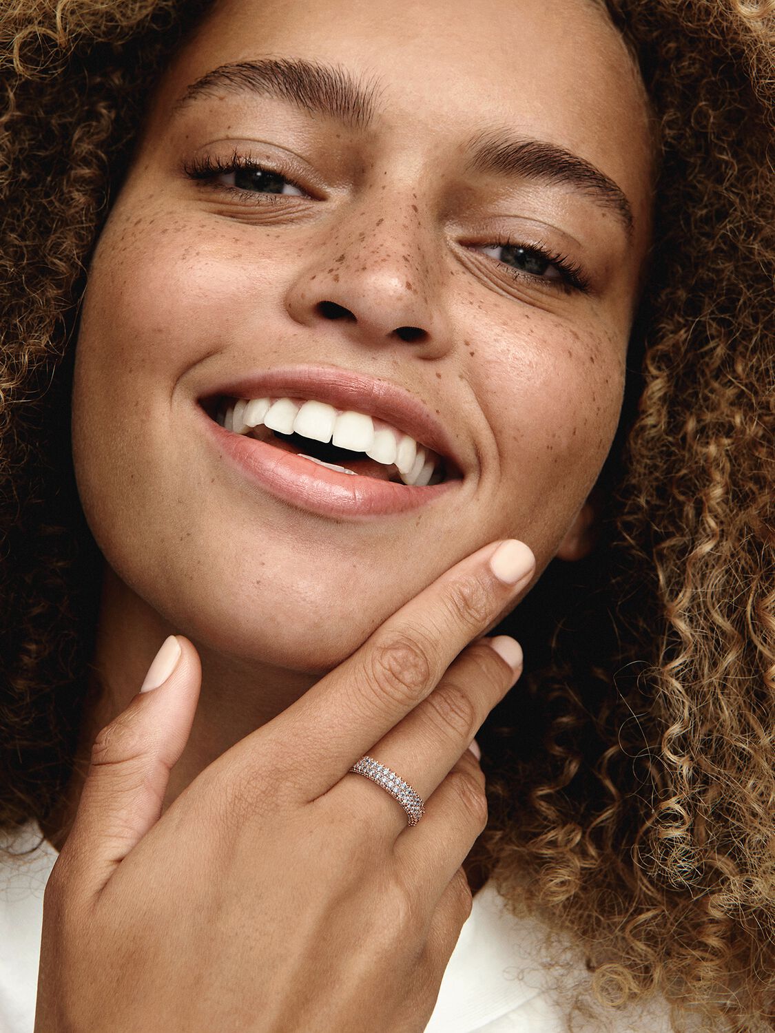 14k Rose gold-plated ring with clear cubic zirconia