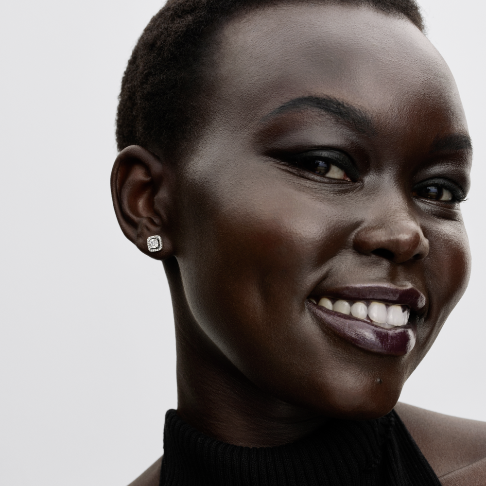 Pandora Square Halo Stud Earrings