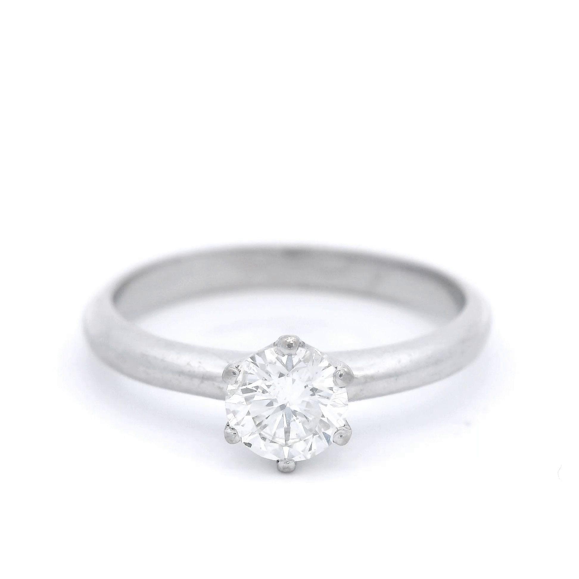 Round Solitaire Diamond Set in a 6 Claw White Gold Ring