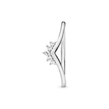 Tiara Wishbone Silver Ring w Clear CZ
