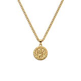 Shiny Finish Cuban Chain with St Christopher Medallion Pendant Necklace