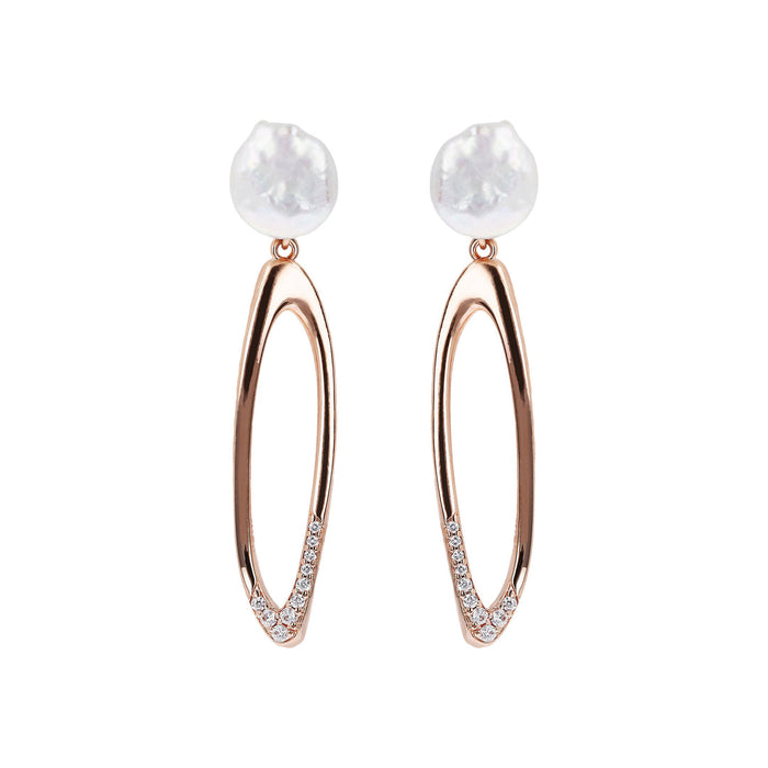 Bronzallure Maxima Hoop Earrings with Coin Pearls