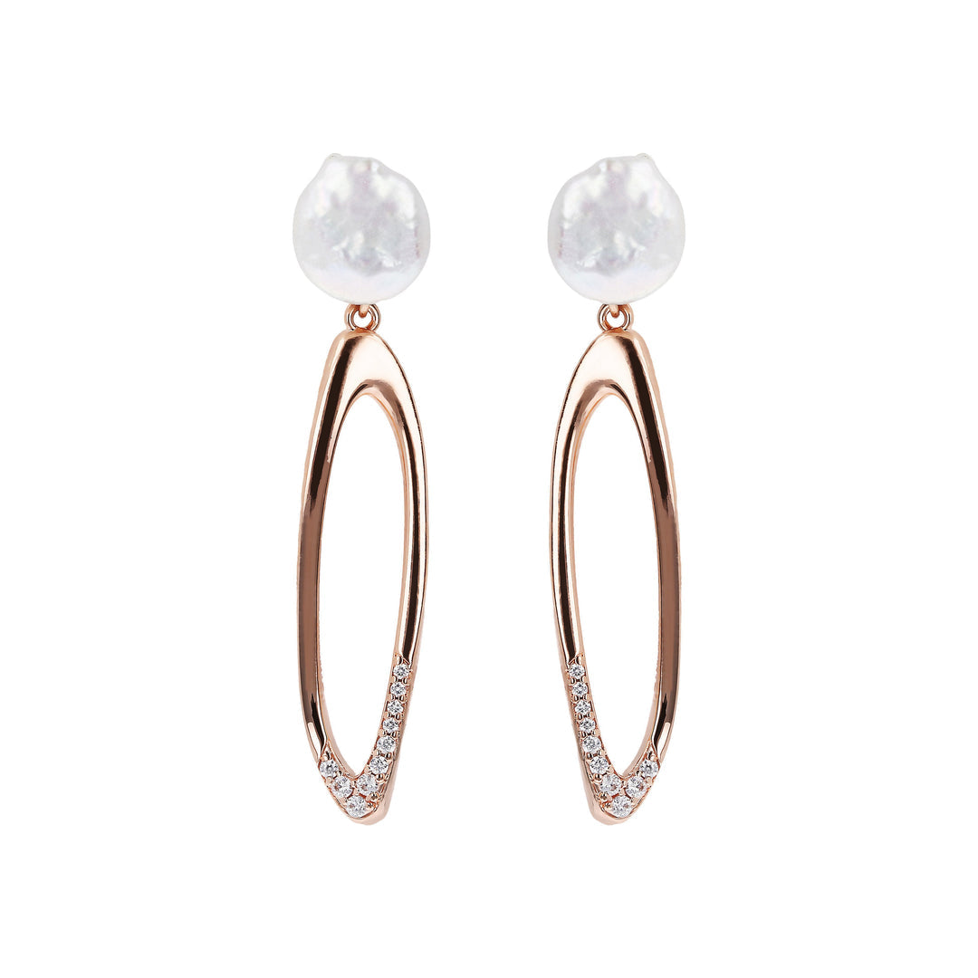 Bronzallure Maxima Hoop Earrings with Coin Pearls