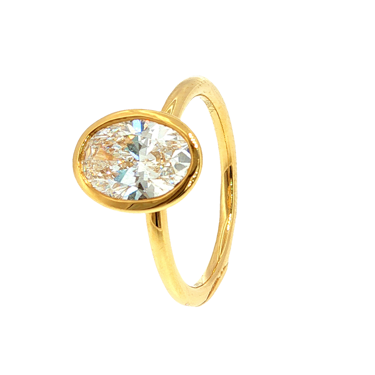 Oval Bezel Solitaire Ring in Yellow Gold