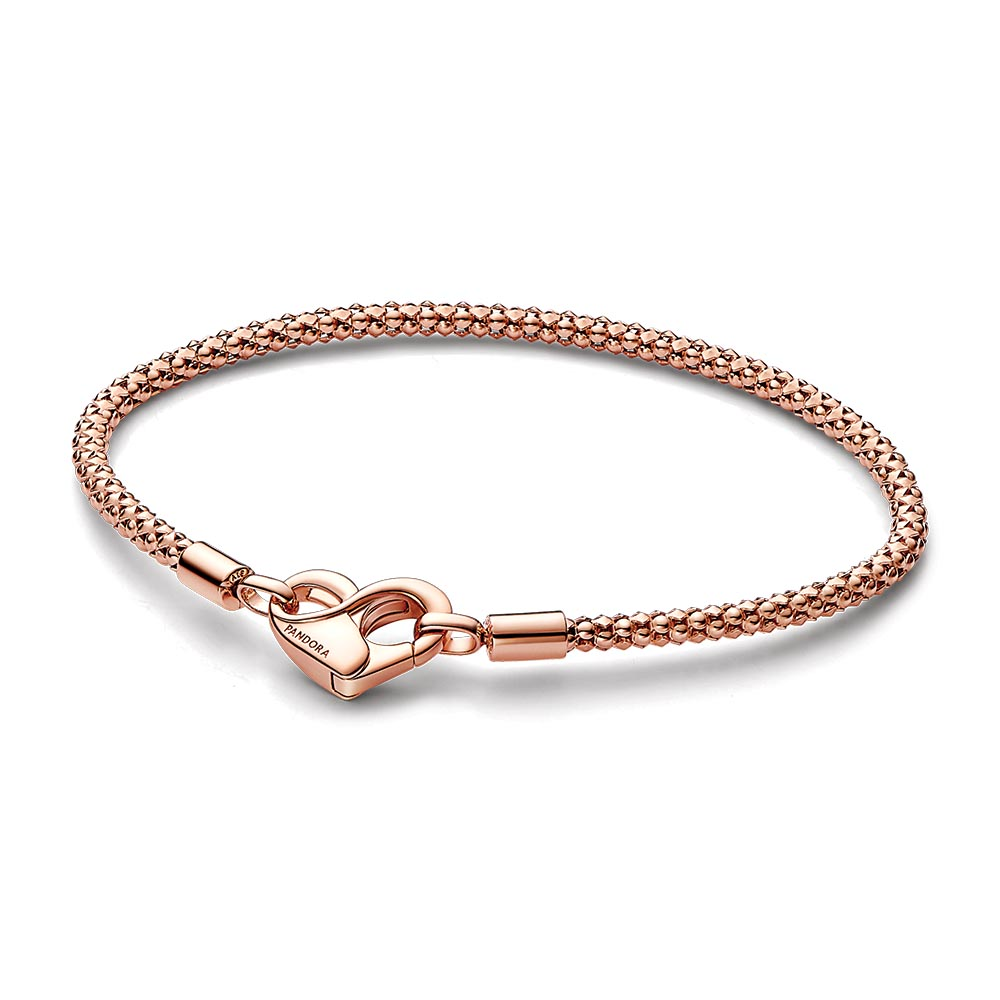 Pandora Studded chain 14k rose gold-plated bracelet with heart clasp