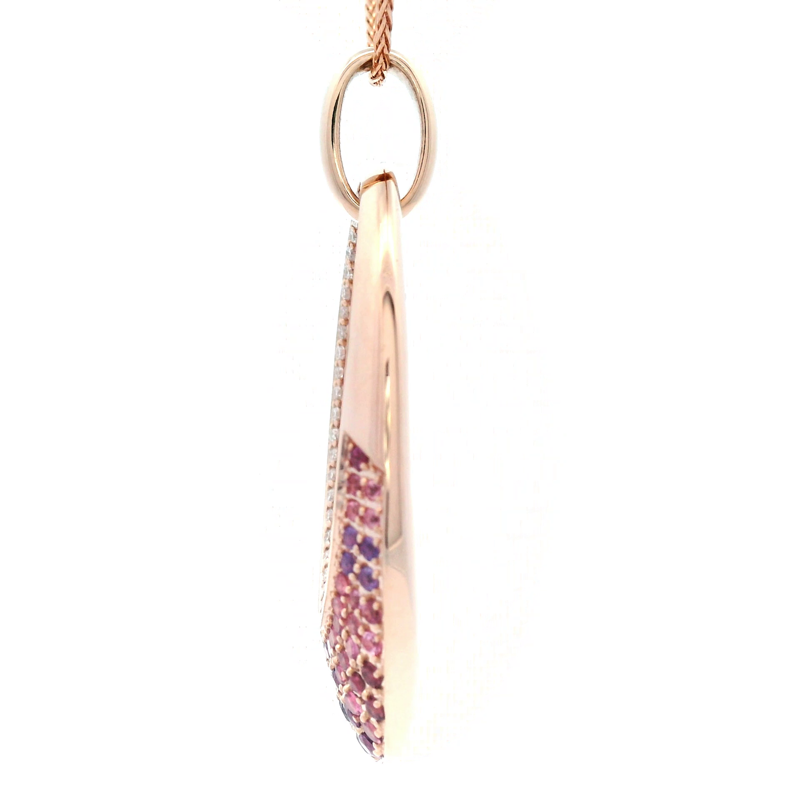 Natural Gemstone and Diamond Oval Pendant Set in Rose Gold