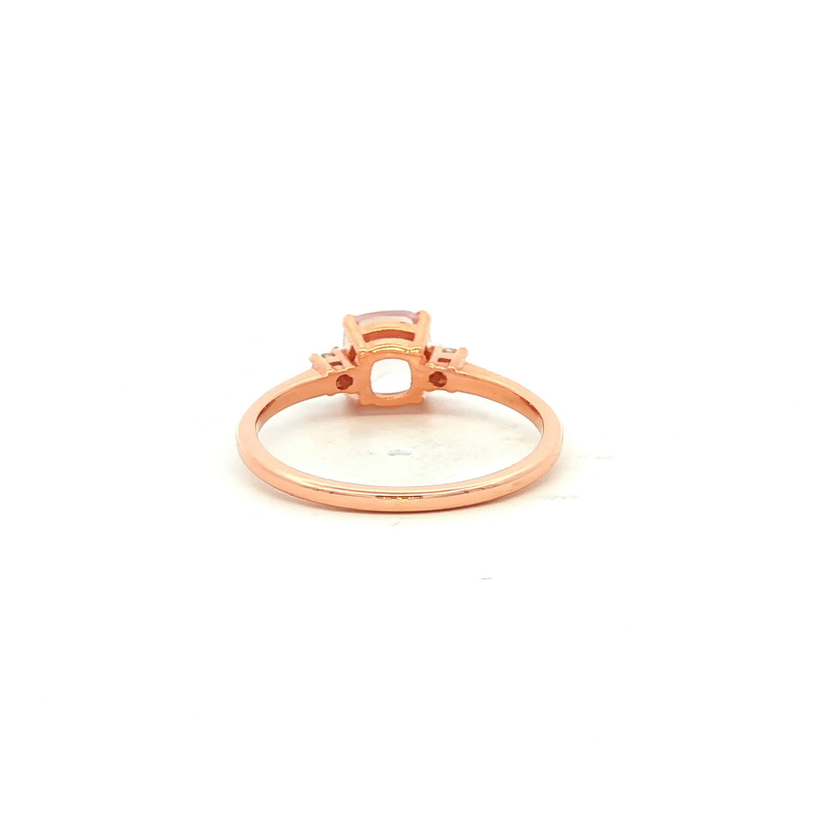 Cushion Cut Morganite and Diamond Ring in Rose Gold